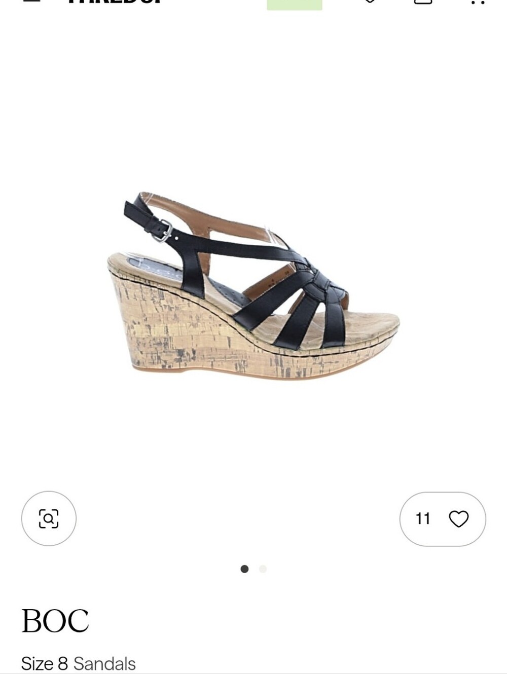 boc Black Strappy Cork-Platform Wedge Sandals